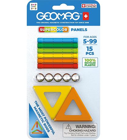 Geomag Magnetsæt - Supercolor Panels Recycled - 15 Dele