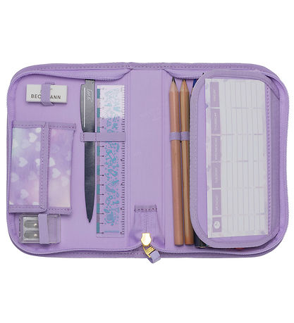 Beckmann Pencil Case w. Contents - Unicorn Princess - Purple