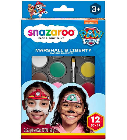 Snazaroo Ansigtsmaling - 8 Farver - Paw Patrol Marshall & Libert Snazaroo Ansigtsmaling - 8 Farver - Paw Patrol Marshall & Libert