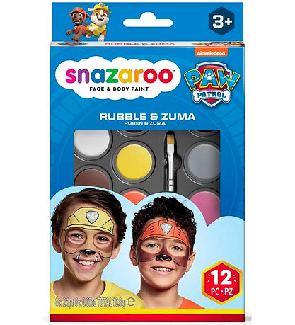 Snazaroo Ansigtsmaling - 8 Farver - Paw Patrol Rubble & Zuma  Snazaroo Ansigtsmaling - 8 Farver - Paw Patrol Rubble & Zuma