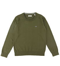 GANT Bluse - Strik - Shield Classic - Juniper Green GANT Bluse - Strik - Shield Classic - Juniper Green