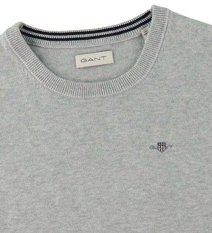 GANT Bluse - Strik - Shield Classic - Light Grey Melange