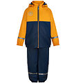 Color Kids Regntøj m. Seler/Fleece - PU - Cadmium Yellow/Navy Color Kids Regntøj m. Seler/Fleece - PU - Cadmium Yellow/Navy