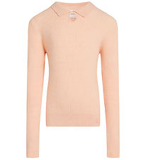 Calvin Klein Bluse - Strik - Rib - Polo Collar - Pink Sand Calvin Klein Bluse - Strik - Rib - Polo Collar - Pink Sand