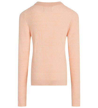 Calvin Klein Bluse - Strik - Rib - Polo Collar - Pink Sand Calvin Klein Bluse - Strik - Rib - Polo Collar - Pink Sand