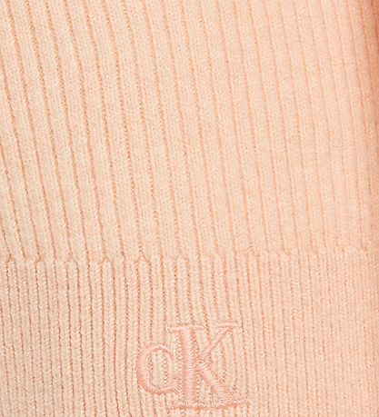 Calvin Klein Bluse - Strik - Rib - Polo Collar - Pink Sand Calvin Klein Bluse - Strik - Rib - Polo Collar - Pink Sand