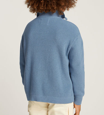 Calvin Klein Bluse - Strik - Rib - Half-Zip Mono - Faded Denim Calvin Klein Bluse - Strik - Rib - Half-Zip Mono - Faded Denim