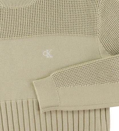 Calvin Klein Bluse - Strik - 3-Stitches Monogram - Pale Khaki