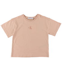 Calvin Klein T-shirt - CK Logo Boxy - Pink Sand Calvin Klein T-shirt - CK Logo Boxy - Pink Sand