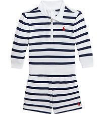 Polo Ralph Lauren Bluse/Shorts - Hvid/Navystribet Polo Ralph Lauren Bluse/Shorts - Hvid/Navystribet