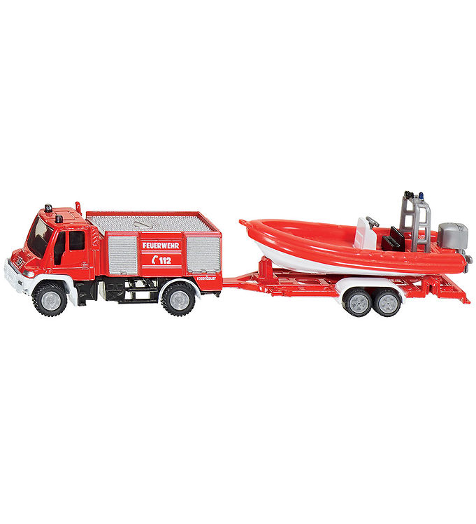 Siku - Unimog Brandbil Med Båd