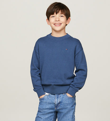 Tommy Hilfiger Bluse - Strik - Essential - Aegean Sea Tommy Hilfiger Bluse - Strik - Essential - Aegean Sea