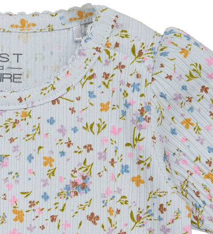 Hust and Claire T-shirt - Rib - Blancalina - Water m. Blomster