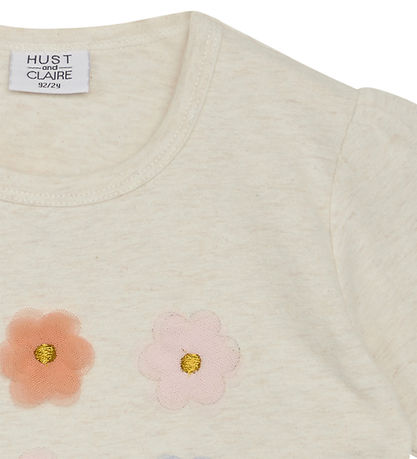 Hust and Claire T-shirt - Aliana - Whisper Melange m. Blomster Hust and Claire T-shirt - Aliana - Whisper Melange m. Blomster