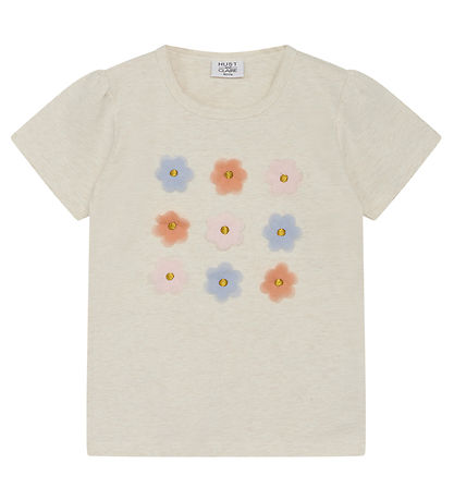 Hust and Claire T-shirt - Aliana - Whisper Melange m. Blomster Hust and Claire T-shirt - Aliana - Whisper Melange m. Blomster