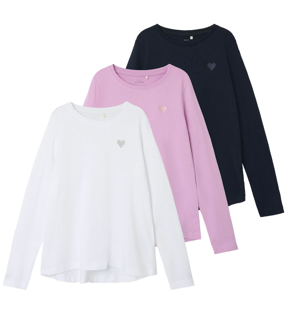 Name It Bluse - Noos - 3er-Pack - NkfVioline - M Wüstenblau/Rosa - Name It - 3 Jahre (98) - Blusen