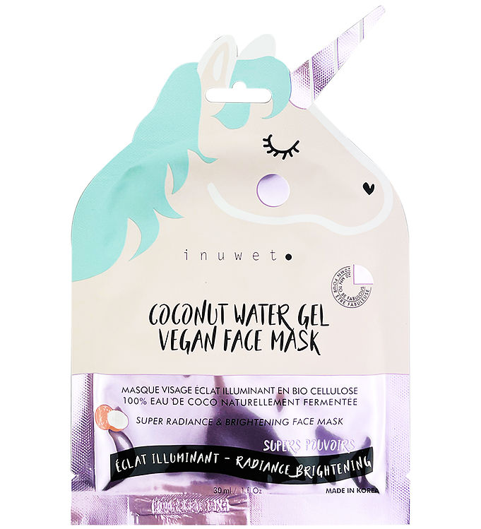 Inuwet Ansigtsmaske - Unicorn - Bio Cellulose - Coconut - Lilla