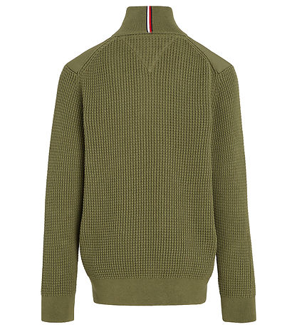 Tommy Hilfiger Bluse - Strik - Utility Half Zip - Utility Olive