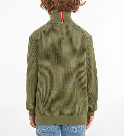 Tommy Hilfiger Bluse - Strik - Utility Half Zip - Utility Olive