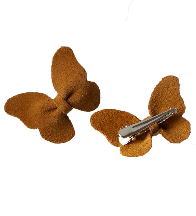 Petit La Busch Hårsløjfer - Butterfly - 2-pak - 6x4 cm - Cognac