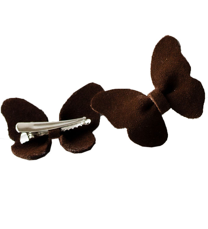 Petit La Busch Hårsløjfer - Butterfly - 2-pak - 6x4 cm - Chocola