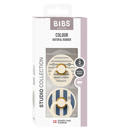BIBS Colour Sutter - 2-pak - Str. 2 - Rund - Ivory/Steel Blue BIBS Colour Sutter - 2-pak - Str. 2 - Rund - Ivory/Steel Blue