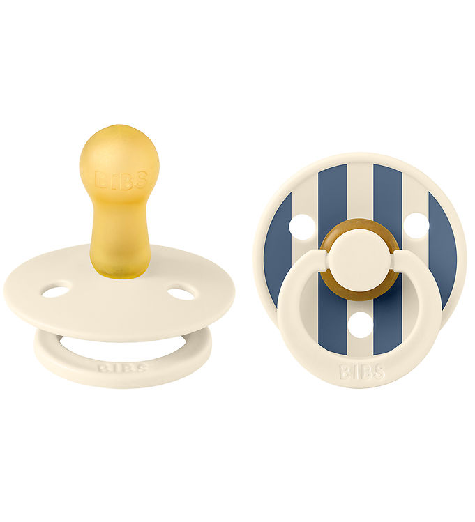 BIBS Colour Studio Pin Rund Sut Naturgummi Str. 2 2-Pak - Ivory/Steel Blue