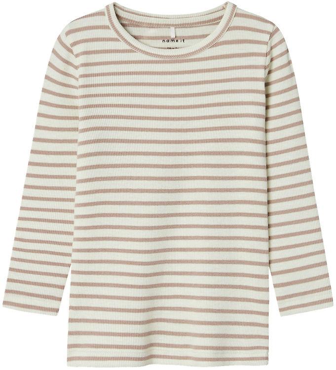Name It Pure Cashmere Stribet Rib Top - Str. 4y 104cm