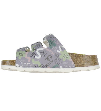 Superfit Sandaler - Fussbettpantoffel - Lilla m. Print