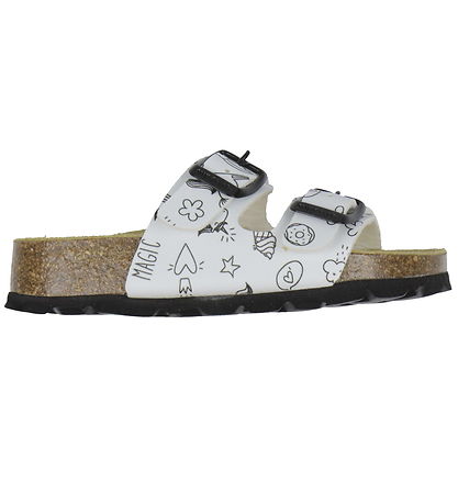 Superfit Sandaler - Fussbettpantoffel - Hvid/Sort m. Print Superfit Sandaler - Fussbettpantoffel - Hvid/Sort m. Print