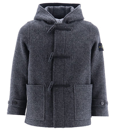 Stone Island Frakke - Uld - Mørkegråmeleret Stone Island Frakke - Uld - Mørkegråmeleret
