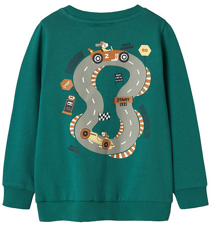 Name It Sweatshirt - NmmVasha - Antique Green/Car Race Name It Sweatshirt - NmmVasha - Antique Green/Car Race