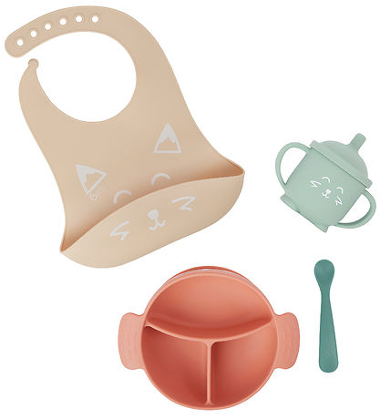 Babymoov Spisesæt - 4 Dele - Learn'isy - Rose m. Print Babymoov Spisesæt - 4 Dele - Learn'isy - Rose m. Print