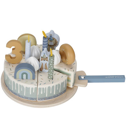 Little Dutch Fødselsdagskage - 26 Dele - Træ - Blå