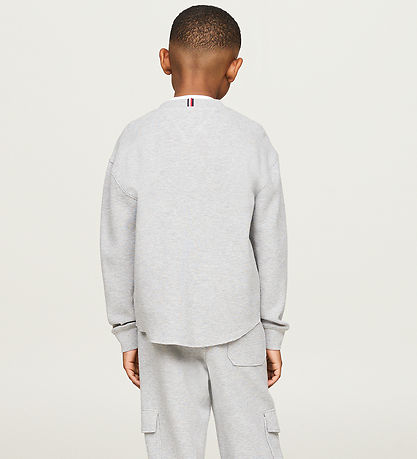 Tommy Hilfiger Bluse - Monotype Waffle - Light Grey Heather