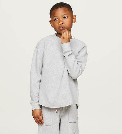 Tommy Hilfiger Bluse - Monotype Waffle - Light Grey Heather