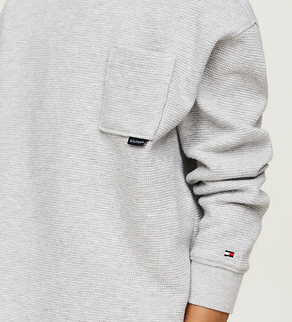 Tommy Hilfiger Bluse - Monotype Waffle - Light Grey Heather
