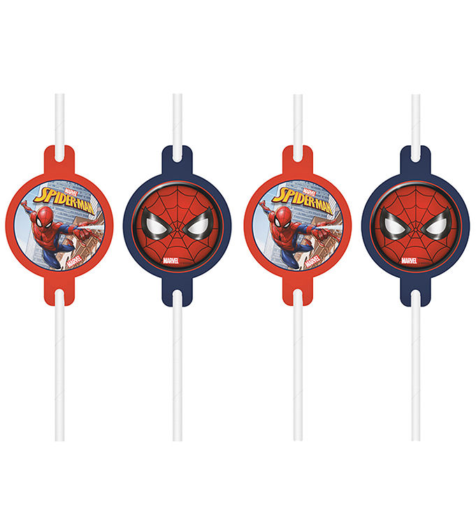 Decorata Party Sugerør - 4-pak - Spider-Man Crime Fighter