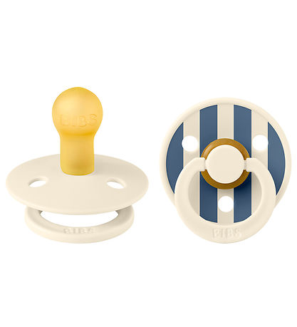 BIBS Colour Pacifiers - 2-Pack - Size 1 - Round - Ivory/Steel Bl BIBS Colour Pacifiers - 2-Pack - Size 1 - Round - Ivory/Steel Bl