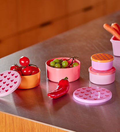 Rice Madbeholdere - 4 stk. - Lyserød m. Hjerter Rice Madbeholdere - 4 stk. - Lyserød m. Hjerter