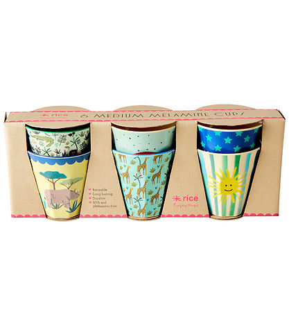 Rice Kopper - Melamin - 6 stk. - 250 ml - Multi/Funky Prints Rice Kopper - Melamin - 6 stk. - 250 ml - Multi/Funky Prints