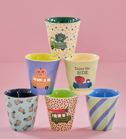 Rice Kopper - Melamin - 6 stk. - 160 ml - Multi/Happy Cars Print