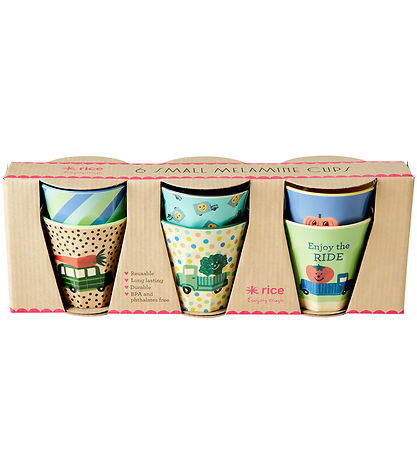 Rice Kopper - Melamin - 6 stk. - 160 ml - Multi/Happy Cars Print Rice Kopper - Melamin - 6 stk. - 160 ml - Multi/Happy Cars Print