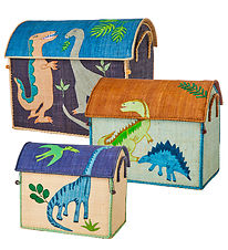 Rice Opbevaringskurve - Raffia - 3 stk. - 52/45/37 cm - Dinosaur Rice Opbevaringskurve - Raffia - 3 stk. - 52/45/37 cm - Dinosaur