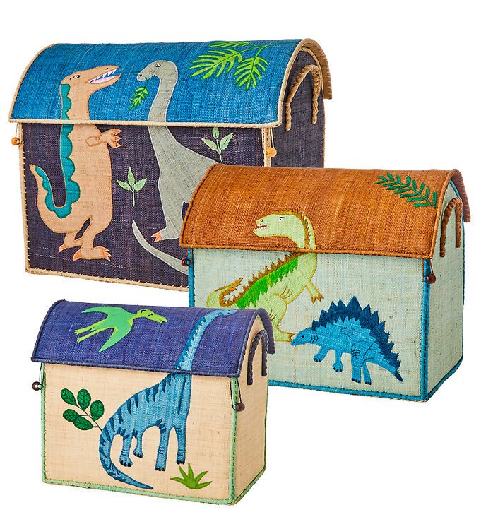 Rice Opbevaringskurve - Raffia - 3 stk. - 52/45/37 cm - Dinosaur
