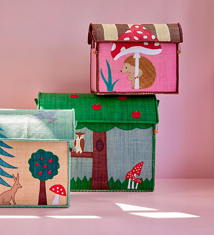 Rice Opbevaringskurve - Raffia - 3 stk. - Happy Forest