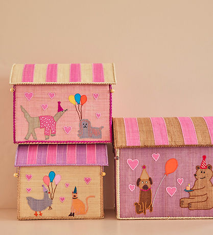 Rice Opbevaringskurve - Raffia - 3 stk. - 52/45/37 cm - Pink Par Rice Opbevaringskurve - Raffia - 3 stk. - 52/45/37 cm - Pink Par