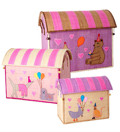 Rice Opbevaringskurve - Raffia - 3 stk. - 52/45/37 cm - Pink Par Rice Opbevaringskurve - Raffia - 3 stk. - 52/45/37 cm - Pink Par