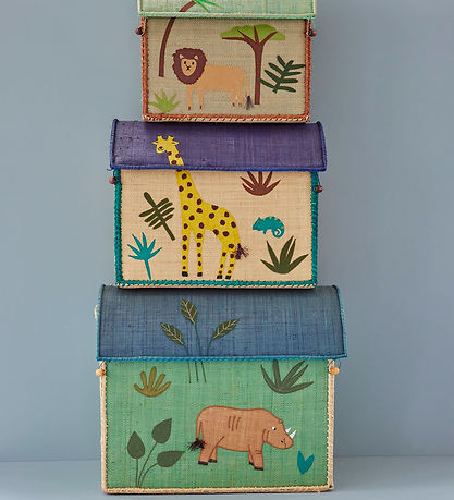 Rice Opbevaringskurve - Raffia - 3 stk. - 52/45/37 cm - Animal Rice Opbevaringskurve - Raffia - 3 stk. - 52/45/37 cm - Animal