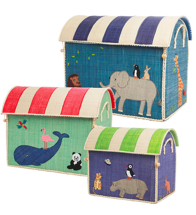 Rice Opbevaringskurve - Raffia - 3 stk. - 52/45/37 cm - Animal